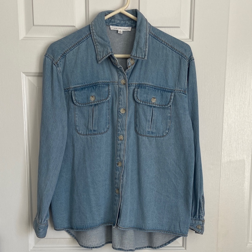 Jane and Delancey Women's Blue Button Down Shirt - Picture 6 of 6